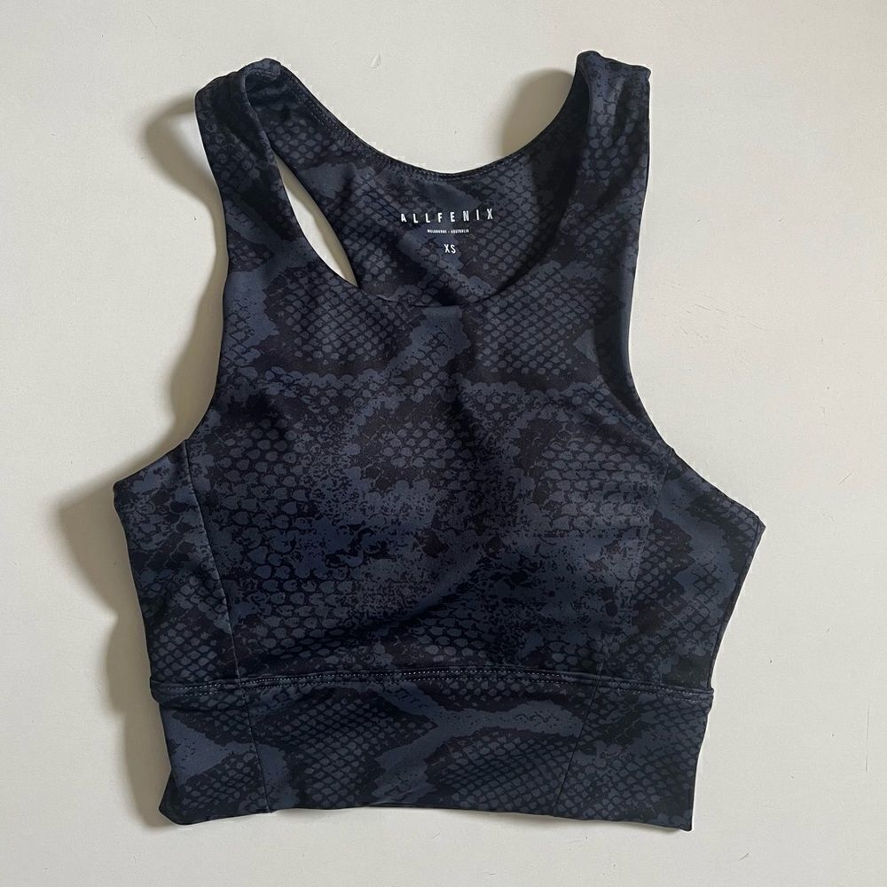 All Fenix Longline Python-Print Racerback Sports Bra XS - Picture 3 of 6